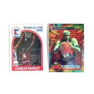 Set 2 NBA 1989 Charles Barkley Trading Card & 1994 Refractor Topps Trading Card